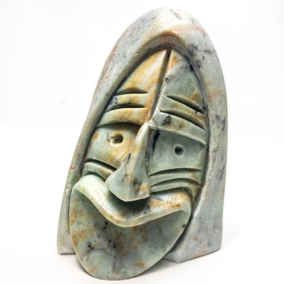 *Rare* Six Nations Iroquois False Faces SIGNED Soapstone Sculpture - Picture 1 of 13